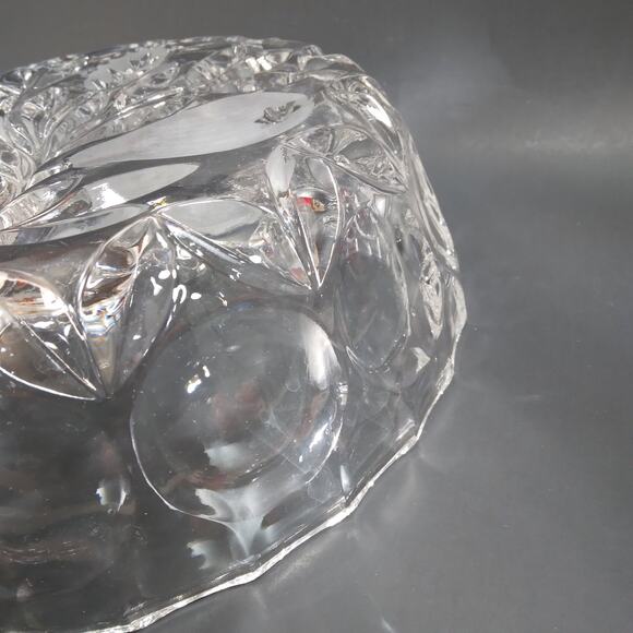 Crystal Cut Glass Fruit Serving Bowl 8.5" Frosted Fruit Pattern Centerpiece MCM - Picture 8 of 10